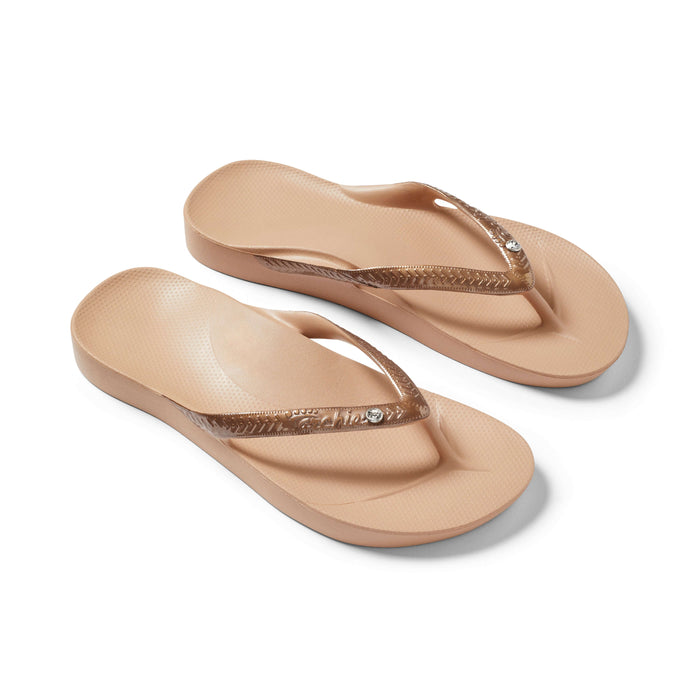 Archies Arch Support Thongs Crystal Shimmer Bronze