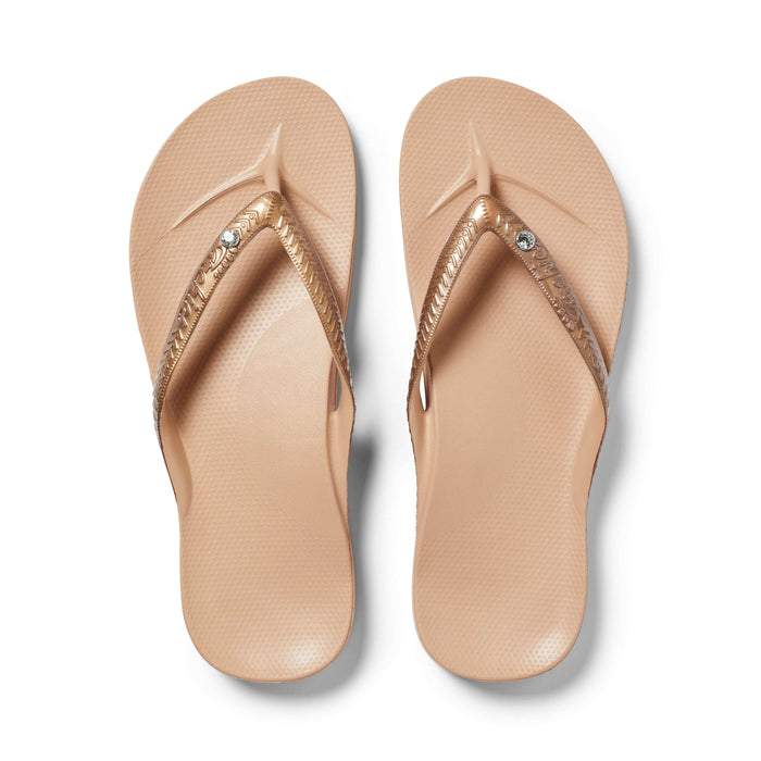 Archies Arch Support Thongs Crystal Shimmer Bronze