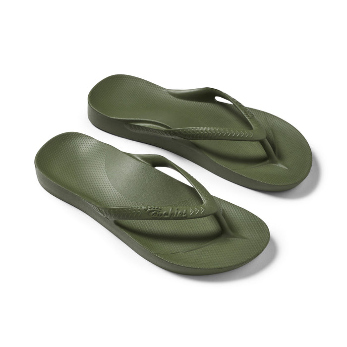 Archies Arch Support Thongs Olive