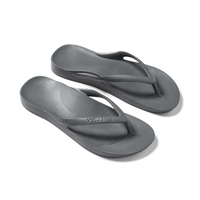 Archies Arch Support Thongs Charcoal