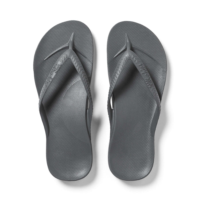 Archies Arch Support Thongs Charcoal