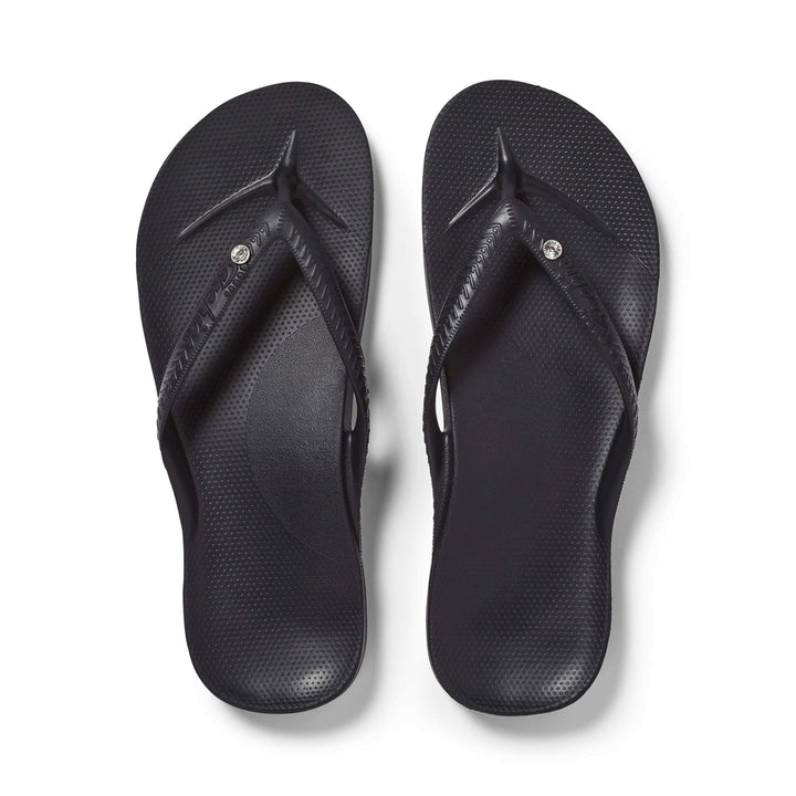 Archies Arch Support Thongs Crystal Black