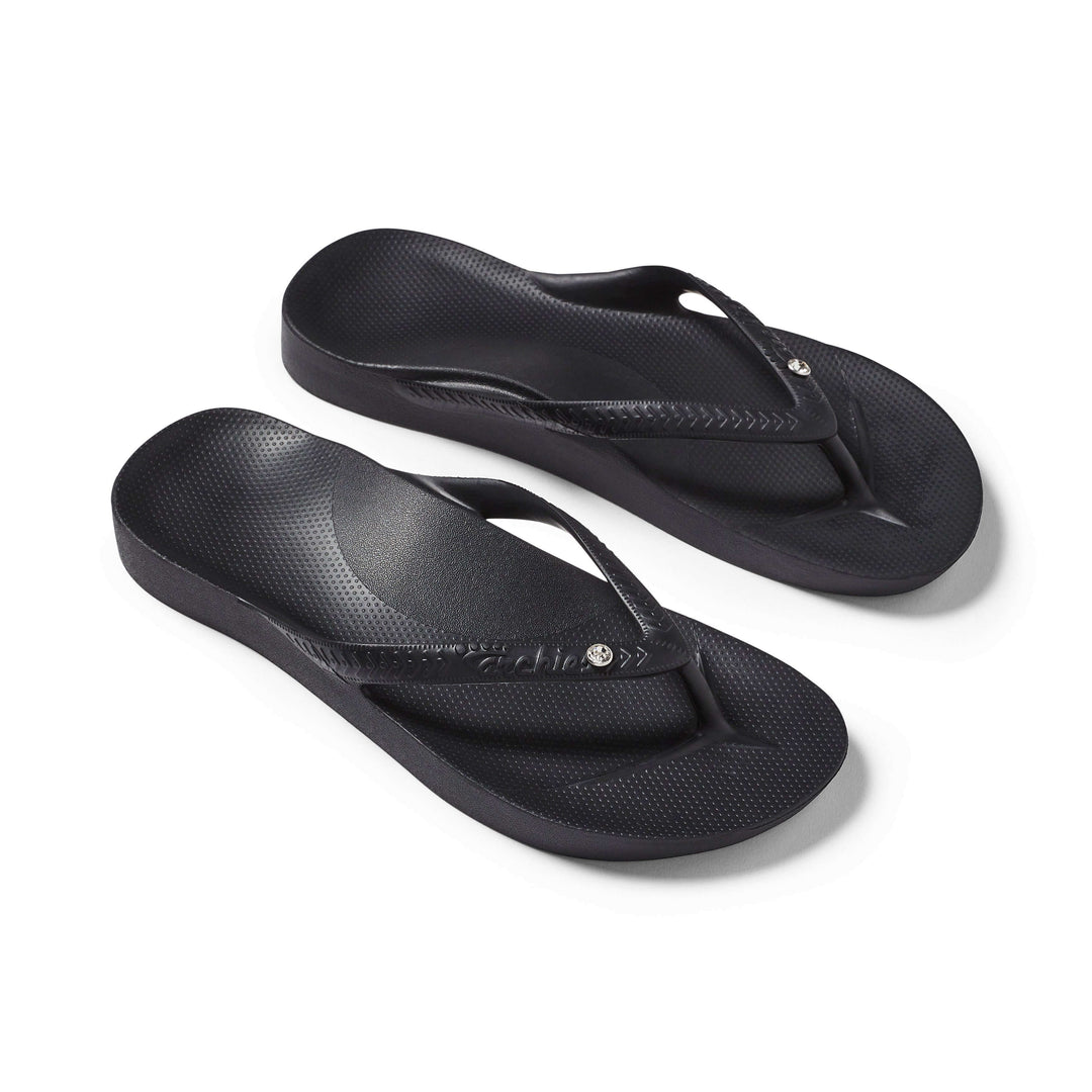 Archies Arch Support Thongs Crystal Black